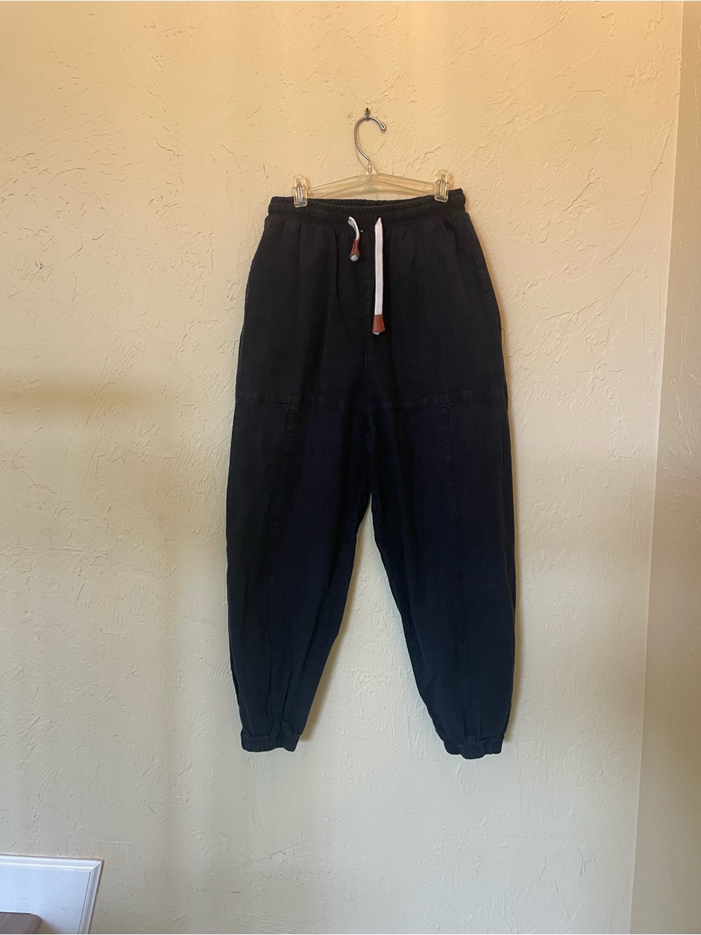 Women's Wide Leg Drawstring Pants - Black